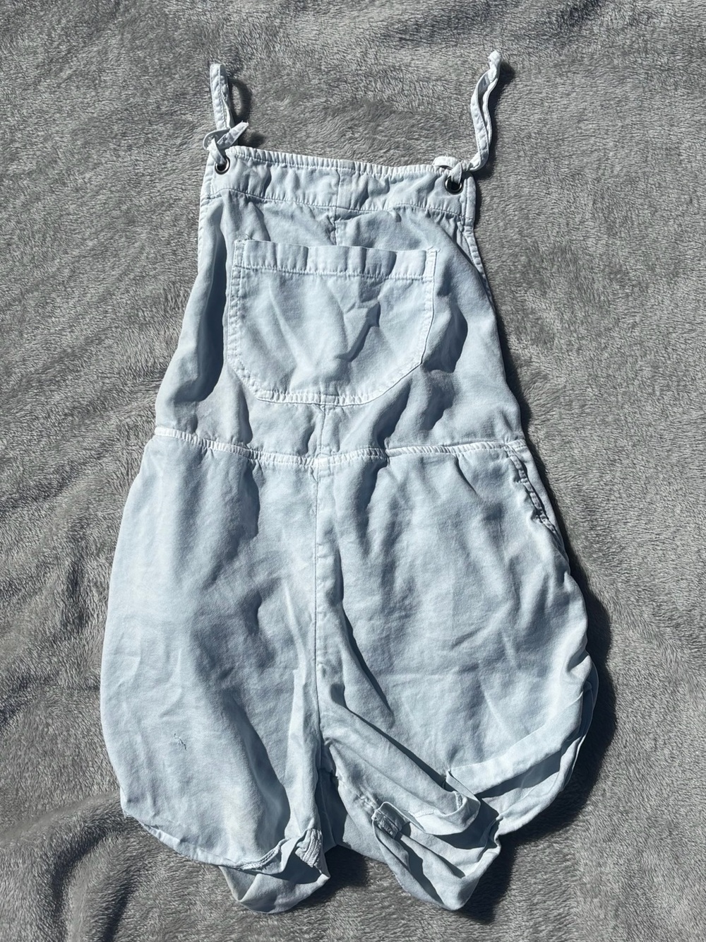 Billabong Light Blue  Tie-Strap Short Overalls